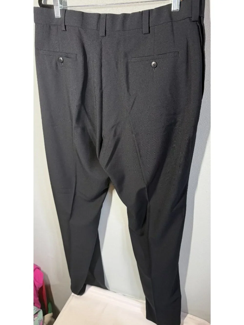 Haggar Mens‎ Dress Pants 38x34 Black Straight Leg Career Office